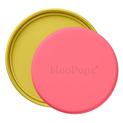 MOOPOPS Pack of 2 Silicone Tin Tops (Pink & Olive)