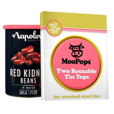 MOOPOPS Pack of 2 Silicone Tin Tops (Pink & Olive)