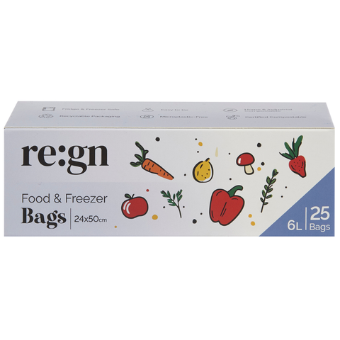 Compostable  6L Food & Freezer Bags - 25 bags