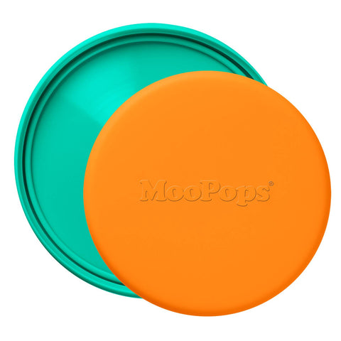 MOOPOPS Pack of 2 Silicone Tin Tops (Orange & Turquoise)